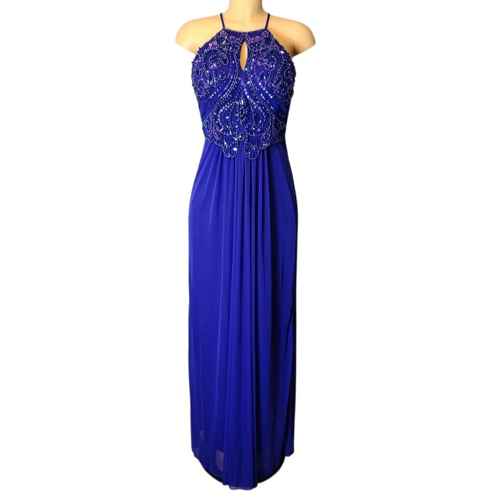 Vtg BLONDIE NITES Womens‎ Sz 6 Dress Blue Jewel Beaded Gown Y2K Fairy Whimsigoth